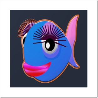 Flirtatious woman fish fish color Posters and Art